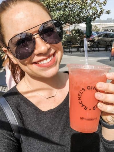 Picture of Megan at Rachel's Ginger Beer in Seattle.